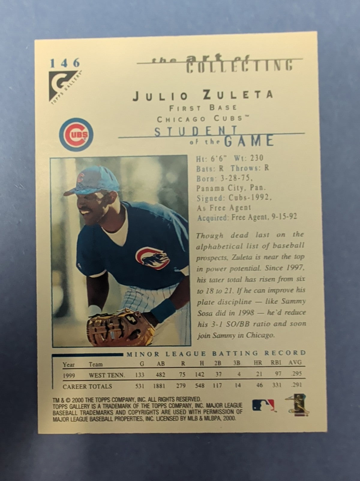 2000 Topps Gallery Julio Zuleta Rookie RC #146 - Chicago Cubs