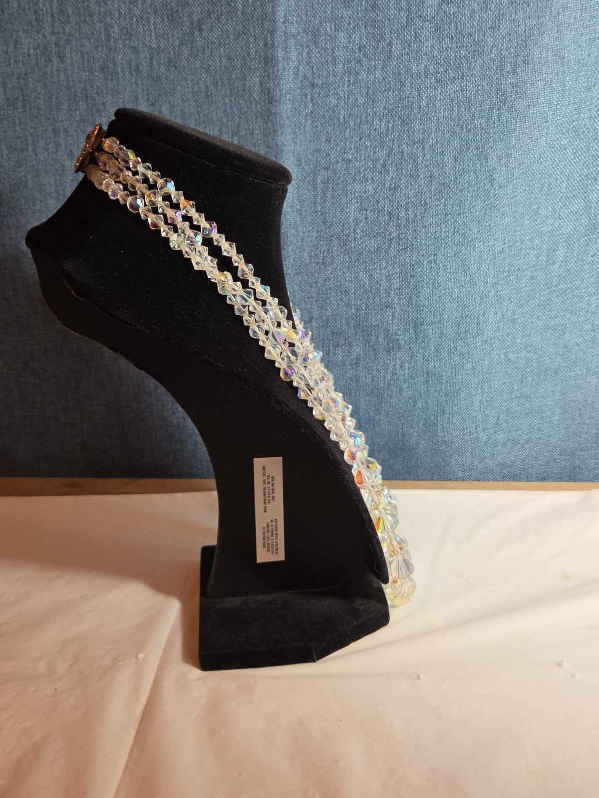 Triple Strand AB Crystal Iridescent Vintage Glam
