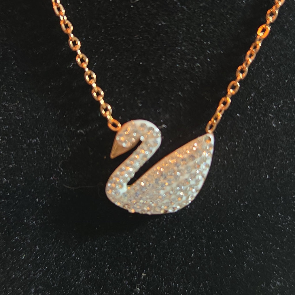 Rose Gold Tone Swan Pendant Stainless Steel Coquette NWT