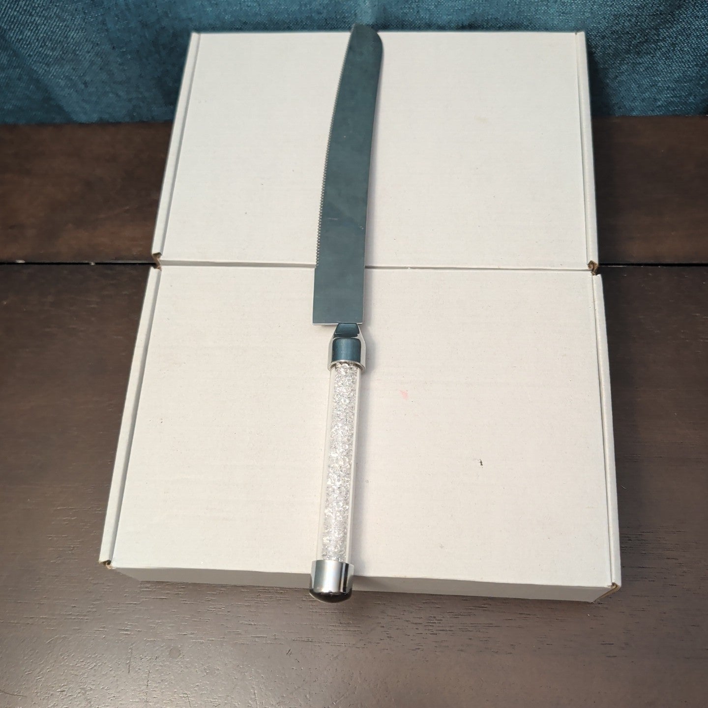 Mr & Mrs Wedding Cake Server Knife Set | Crystal Filled Bling Handle Stainless