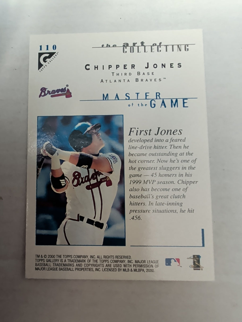2000 Topps Gallery - Masters of the Game Chipper Jones #110