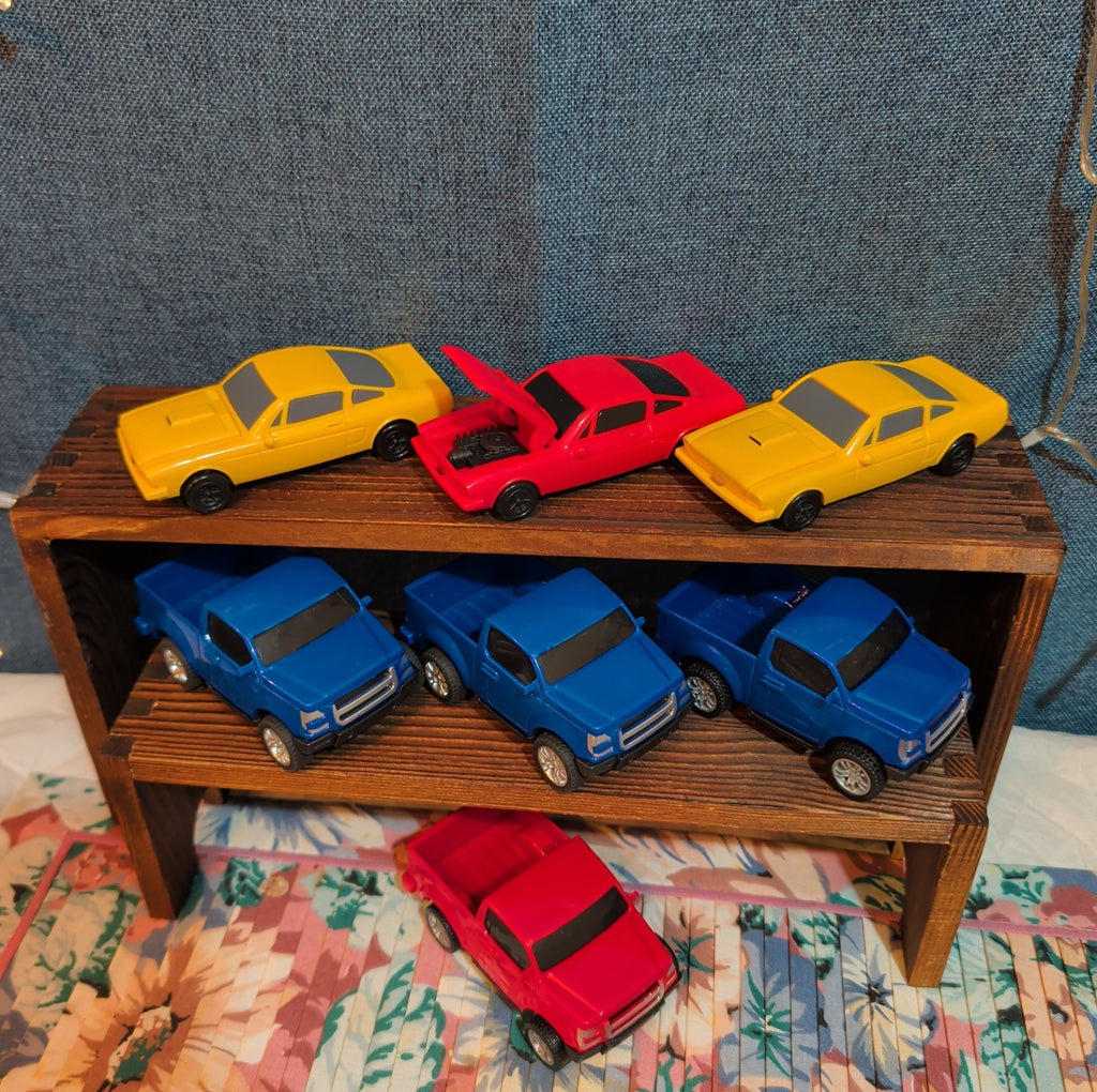Toy Car Truck Lot 7Pc Plastic Blue Red Yellow