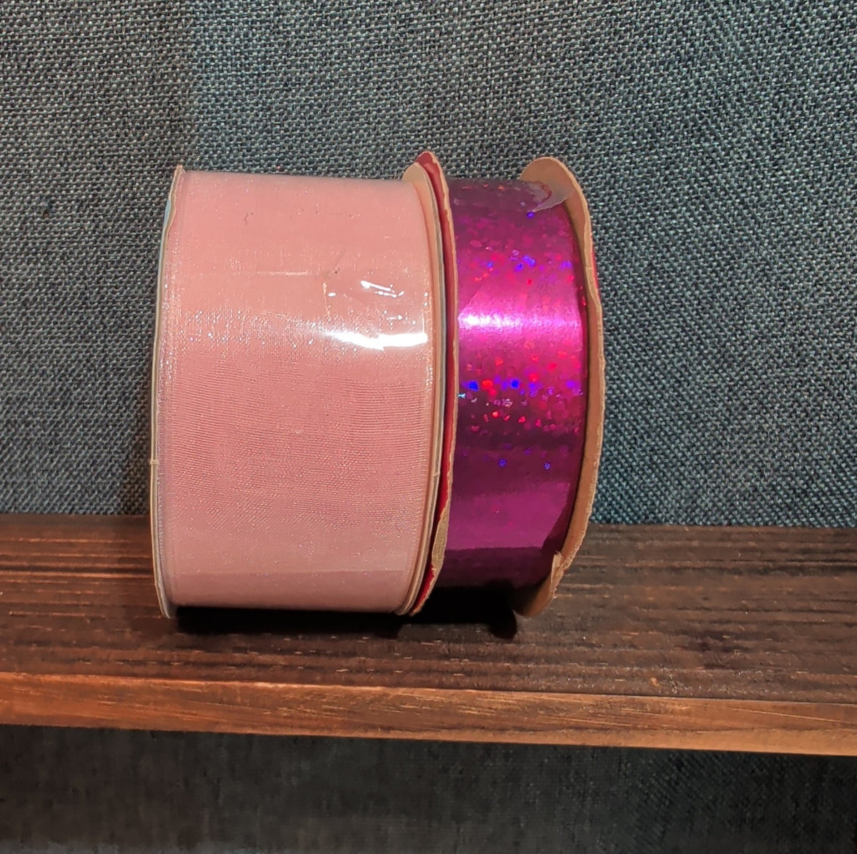 Offray Ribbon Lot 2 Pink Organdy Metallic Magenta Craft Destash