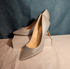 Jessica Simpson Lindiza Rhinestone Pumps 8M Silver Sparkly Stiletto Heels 39