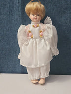 Vintage Porcelain Angel Doll | Blonde Guardian Angel with Halo