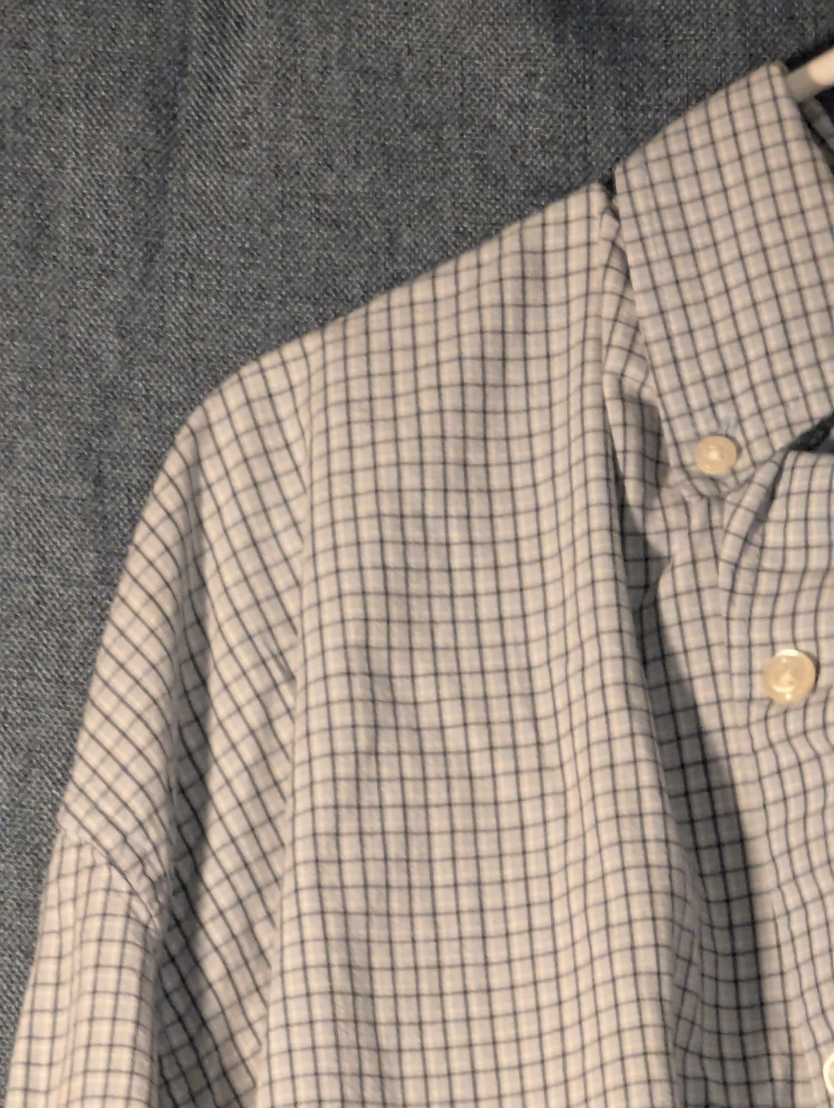 Old Navy Button Down Shirt Men's Large Blue White Grid Check Casual Cotton