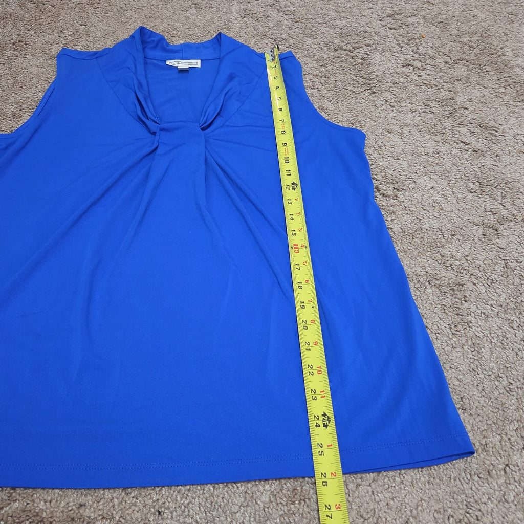 Dana Buchman Draped Neck Blue Sleeveless Top Blouse Gently Used Large