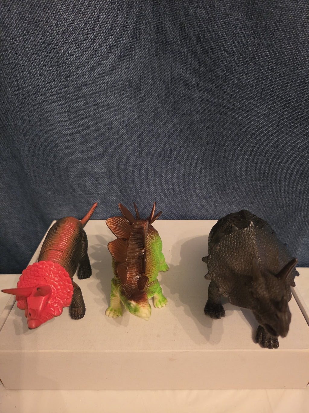 Dinosaur Toy Figures Lot of 3 Triceratops Stegosaurus Vintage Plastic Toy
