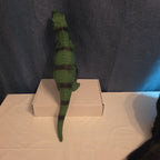 T-Rex Dinosaur Toy Soft Rubber Vinyl Tyrannosaurus Rex Green Black Stripe Figure