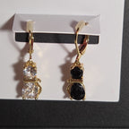 Betsey Johnson Mismatched Cat CZ Drop Earrings