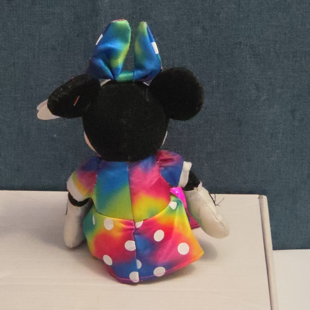 Ty Disney Beanie Baby Minnie Mouse Sparkle Rainbow Dress Metallic Pink Shoes
