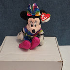Ty Disney Beanie Baby Minnie Mouse Sparkle Rainbow Dress Metallic Pink Shoes