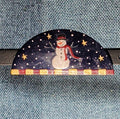 JB Snowman Half Moon Painted Metal Brooch 1996 Folk Art