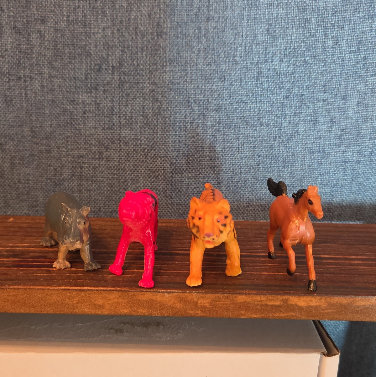 Plastic Animal Figure Lot 4 Pink Tiger Horse Vintage