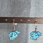 Blue Paw Print Dangle Earrings Cute Pet Lover Enamel Hook Drop Jewelry