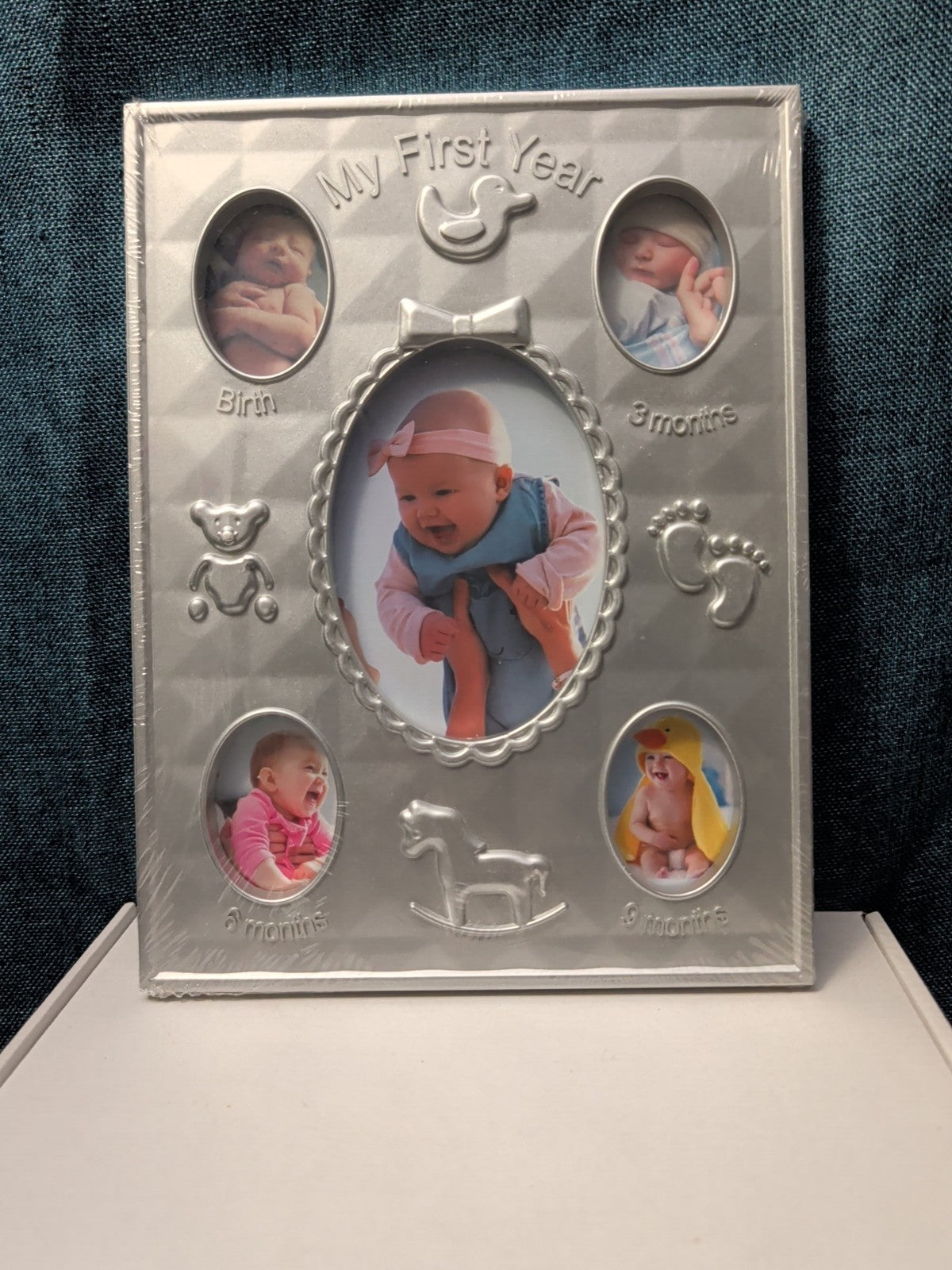 Special Moments "My First Year" Baby Photo Frame | Silver Tone Metal Collage |
