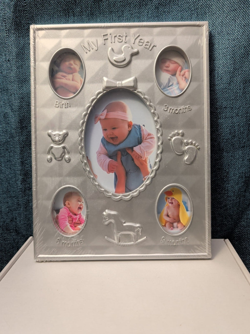 Special Moments "My First Year" Baby Photo Frame | Silver Tone Metal Collage |