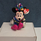 Ty Disney Beanie Baby Minnie Mouse Sparkle Rainbow Dress Metallic Pink Shoes