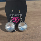 Paparazzi Rhinestone Drop Earrings Silver Sunburst Reverse Vintage