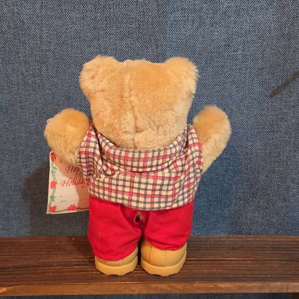 Wendy's Furskins Boone Bear Plush Plaid Outfit 1986 Vintage Holiday Tagged