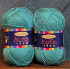 Herrschners Afghan Yarn 2 Ply Teal Acrylic 2 Skein Lot 0036
