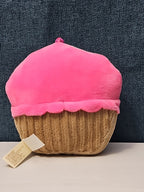 Dan Dee Cupcake Plush Keychain | Pink Happy Face Bag Clip | Kawaii Food Stuffed