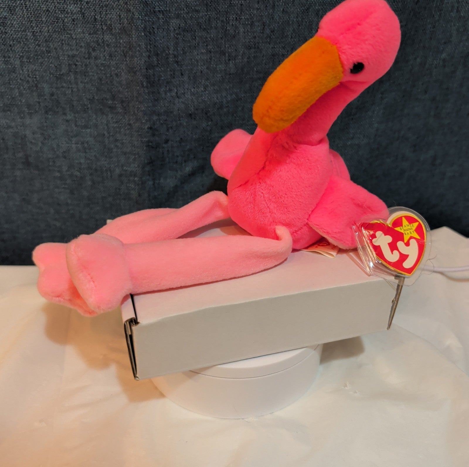 TY Beanie Baby - PINKY the Pink Flamingo (10 inch) - MWMTs Stuffed Animal Toy