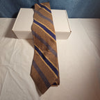 J.Z. Richards Silk Tie Edwards Michigan Brown Blue Stripe Frayed As Is Vest Tie