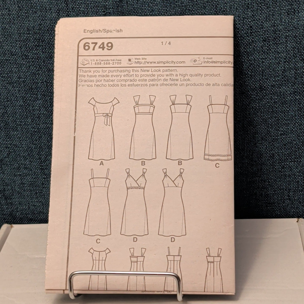 New Look 6749 Sewing Pattern Misses Dress Empire Waist Sizes 6-16 UNCUT Button