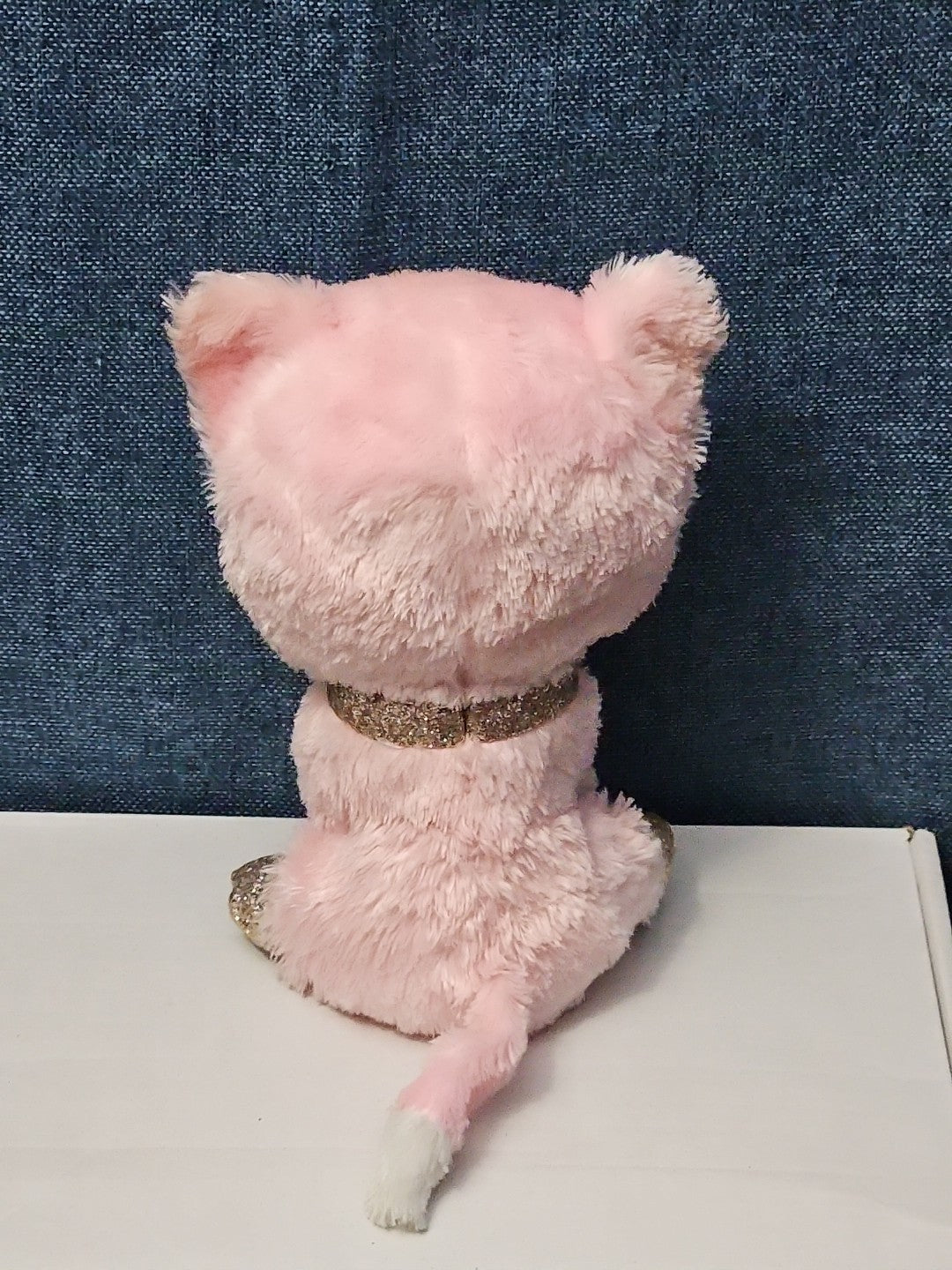 Ty Beanie Boos Fiona Pink Cat Plush | Glitter Eyes & Gold Feet | 6-9"