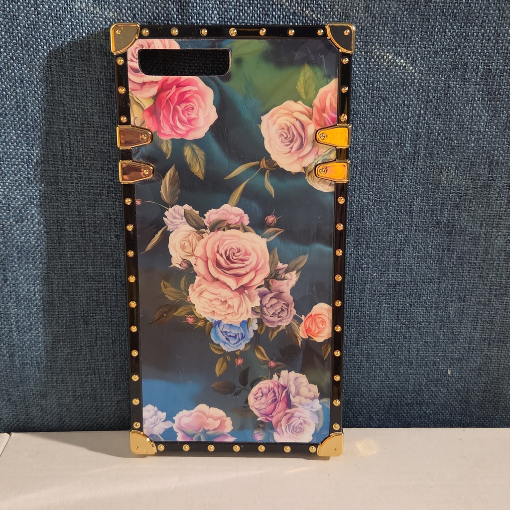 Luxury Trunk Rose Phone Case Gold Rivet Retro Cover