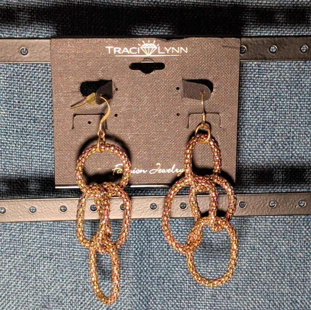 Traci Lynn Roppie Gold Mesh Crystal Collar Necklace Earring Set Vintage Choker