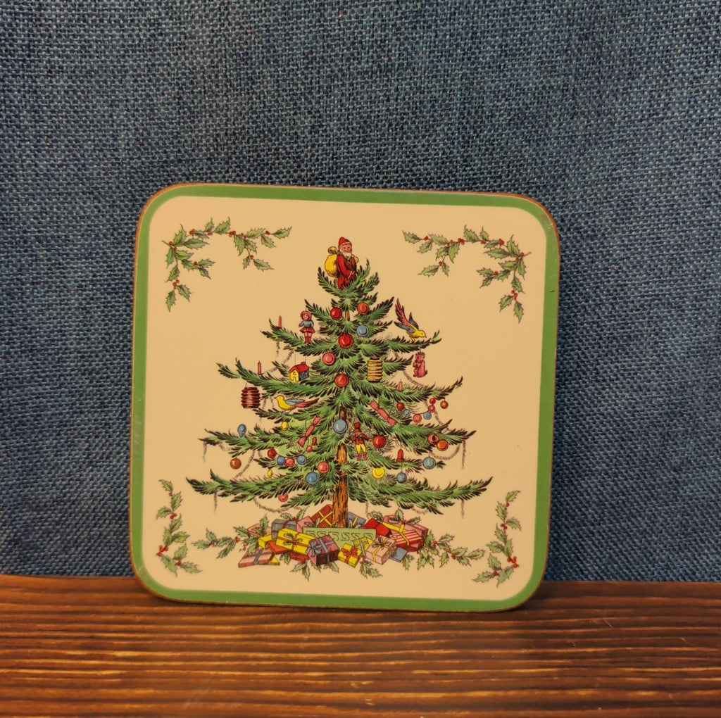 Christmas Tree Cork Back Coaster Holiday Decor Single