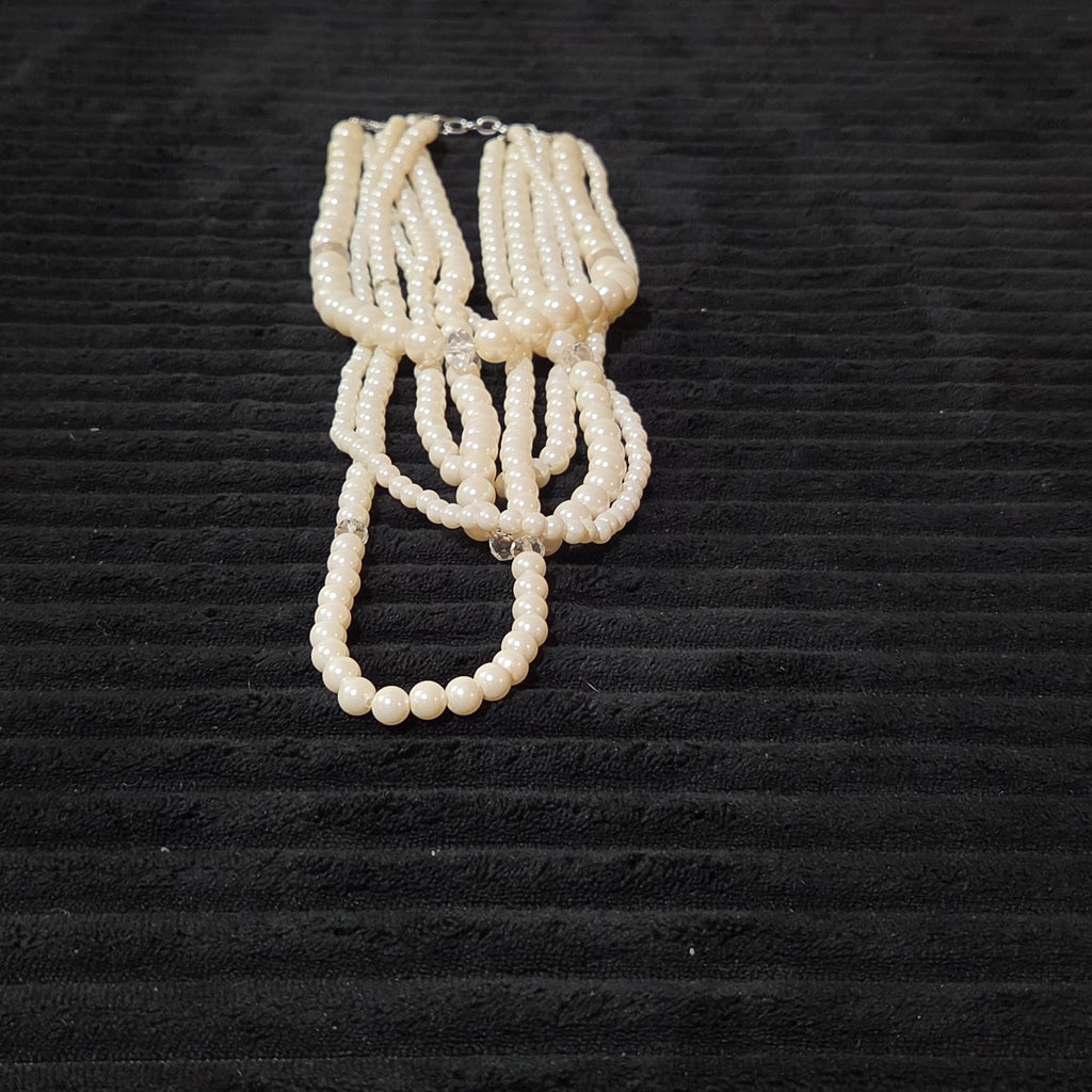 Multi Layered Faux Pearl Statement Necklace Coquette Vibe