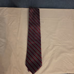 Bergamo New York Tie Burgundy Red Silver Striped Mens Silk Necktie Regimental