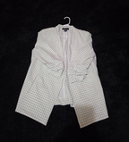 Rachel Zoe Open Front Blazer Women's S White Black Check 3/4 Sleeve Ruche Size L