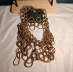 Traci Lynn Roppie Gold Mesh Crystal Collar Necklace Earring Set Vintage Choker