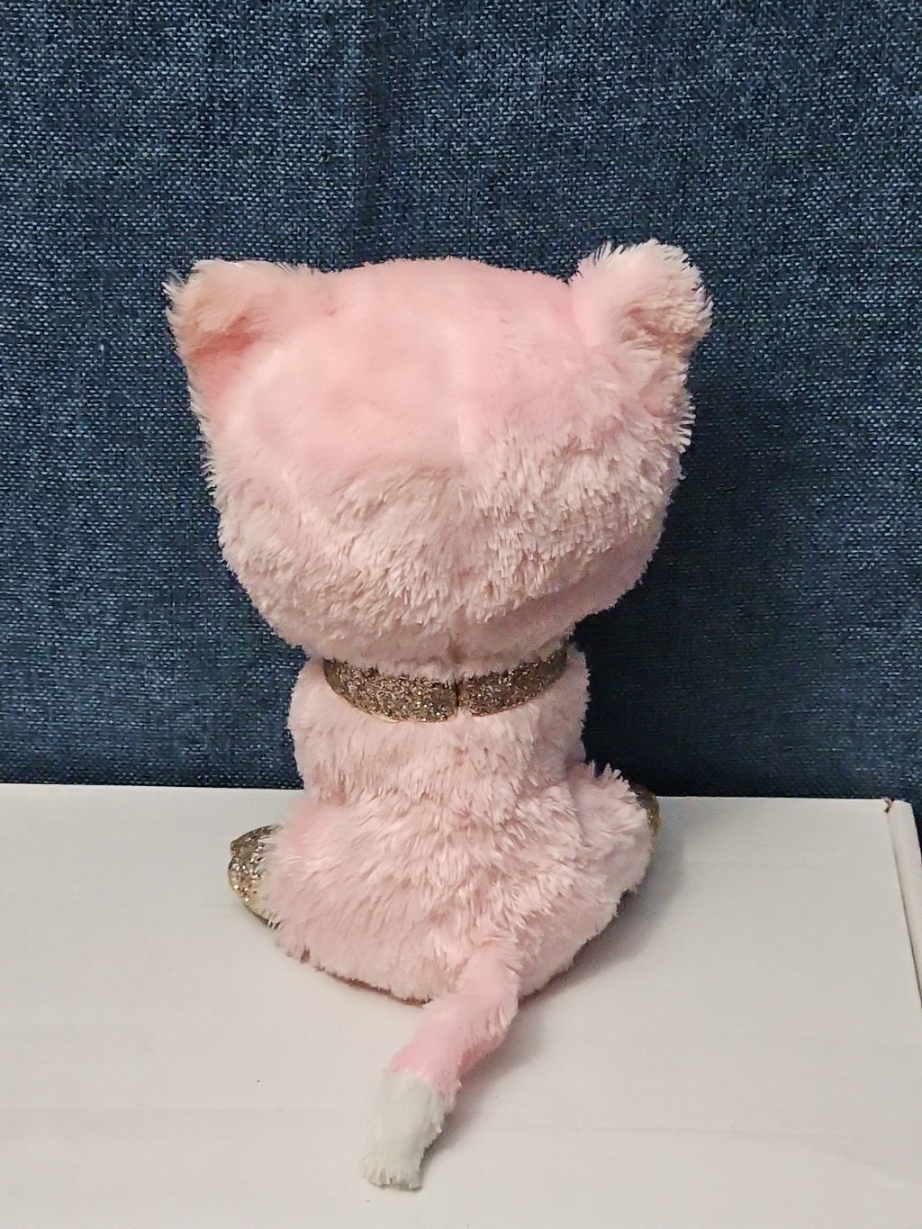 Ty Beanie Boos Fiona Pink Cat Plush | Glitter Eyes & Gold Feet | 6-9"