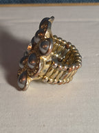 Sarah Coventry Pearl Rhinestone Flower Ring Vintage  Adjustable