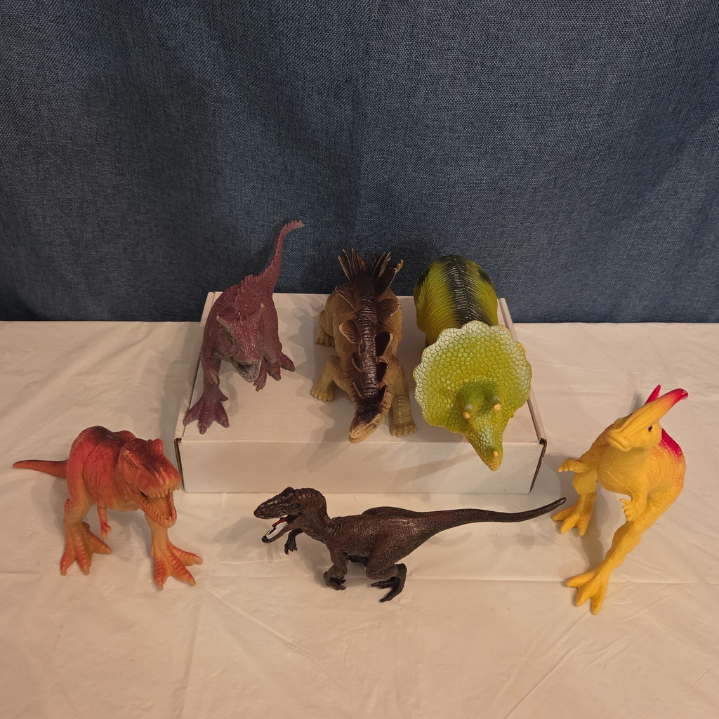 Dinosaur Toy Figures Lot of 6 T-Rex Triceratops Stegosaurus