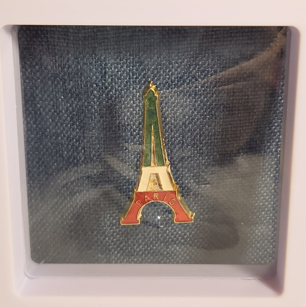 Paris Eiffel Tower Enamel Metal Brooch Vintage Pin