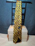 Vintage Edwards Michigan Silk Tie Gold Geometric Art Deco Men's Necktie 59"