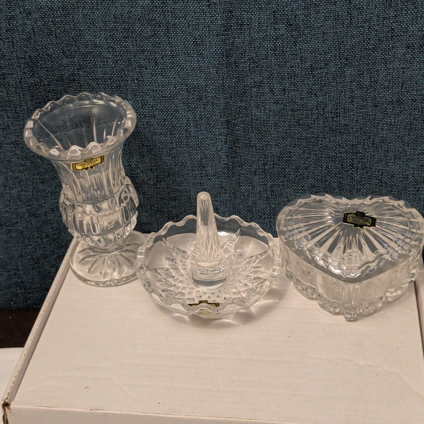 Forever Crystal 3pc Vanity Set | 24% Lead Crystal Zajecar Yugoslavia NEW IN BOX