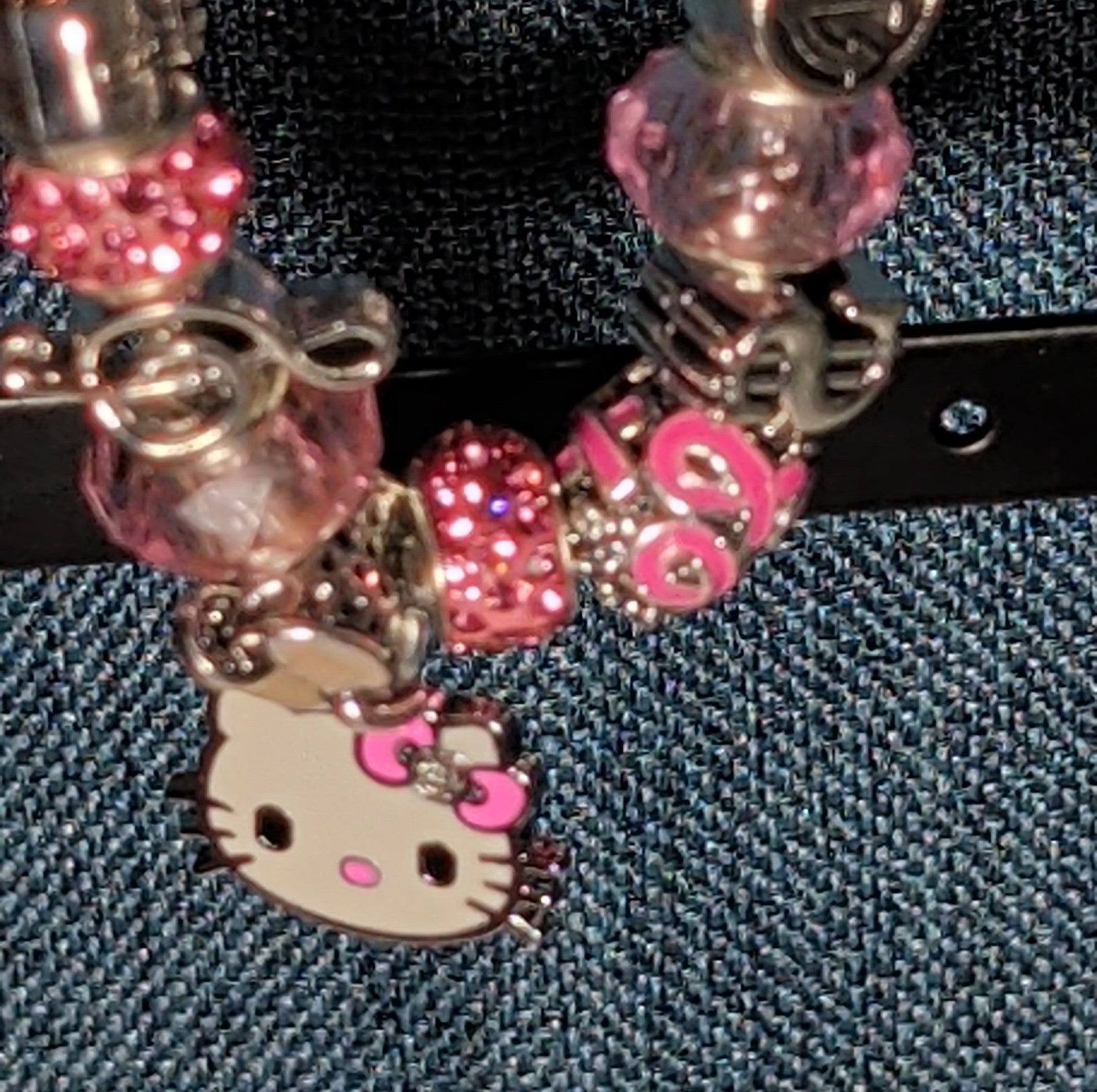 Hello Kitty Charm Bracelet Pink Rhinestone Y2K Kawaii