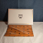 MCM Visetos Envelope Pouch Cognac Monogram Beauty Clutch NIB 200838