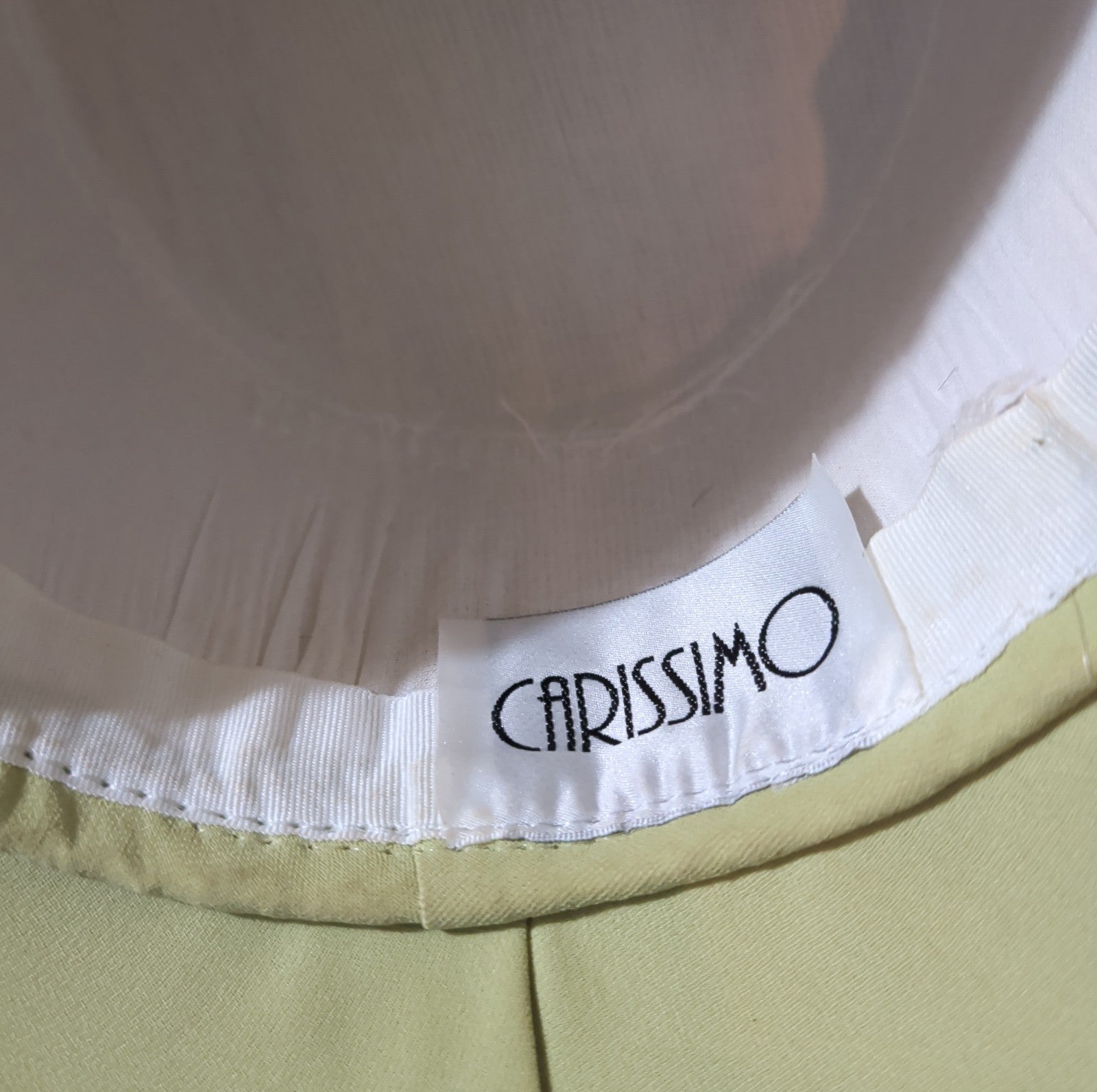 Carissimo Green Striped Wide Brim Church Derby Hat Bow Ribbon Vintage