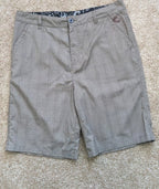 O'Neill Hybrid Boardshorts Men's Size 34 Gray Plaid Swim Trunks Walker Shorts