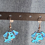 Blue Paw Print Dangle Earrings Cute Pet Lover Enamel Hook Drop Jewelry