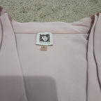 Anne Klein Blouse L Pink Tie Neck V-Neck Long Sleeve Career Top