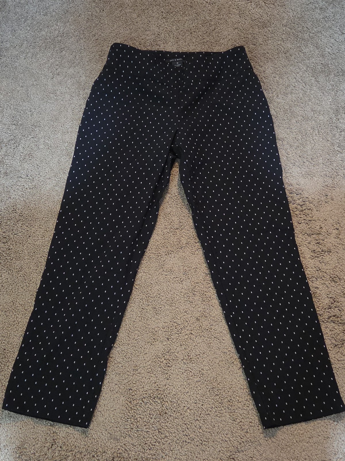 Zac & Rachel Pants 12 Black White Polka Dot Pull On Stretch